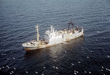 Fishing ship, aerial photography