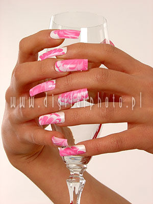 Pink finger-nails