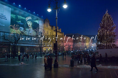 Cracovia, el cuadrado principal del mercado, Christamas, rbol de Christmast