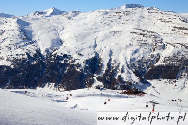 De skigebied van Livigno, Alpen, Itali