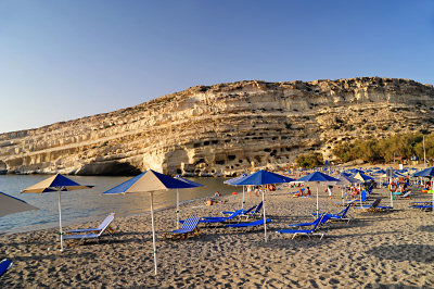 Matala Crète, plage, falaises, grottes