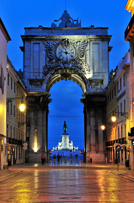 Lisbona di notte, rua Augusta, arco di trionfo