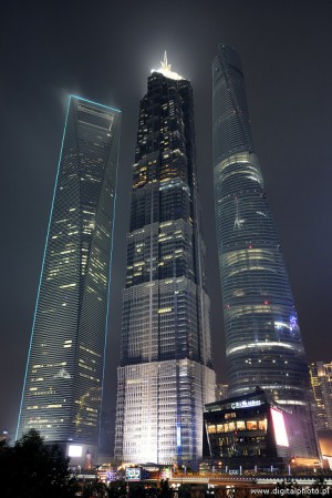 Fotografa nocturna, los rascacielos ms altos de Shanghi