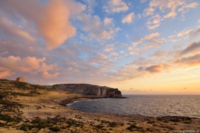 Gozo, kysten, solnedgang