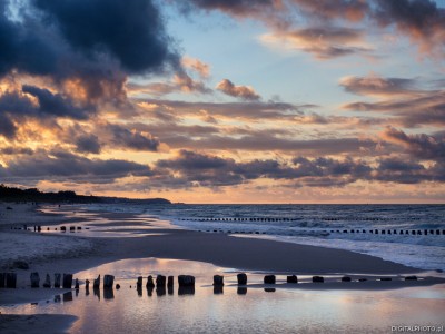 Chalupy playa, puesta del sol